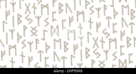 Motif de runes sans couture. Alphabet runique, Futhark. Symboles occultes de norse anciens, écrivant des Allemands anciens et des Scandinaves. Mystique, ésotérique, magique Illustration de Vecteur