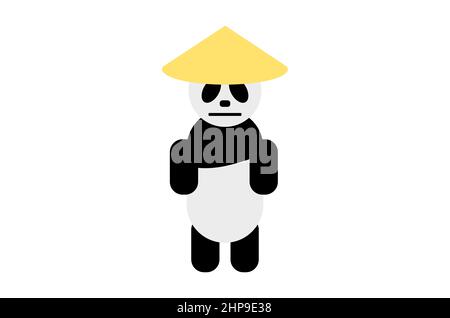 Panda portant une illustration vectorielle de chapeau de bambou Illustration de Vecteur