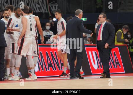 Virtfrigo Arena, Pesaro, Italie, 19 février 2022, (Bertram Derthona basket) au cours de la finale huit - demi-finales - Bertram Derthona Tortona vs Virtus Segafredo Bologna - Italian Basketball Cup hommes Banque D'Images