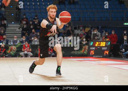 Virtfrigo Arena, Pesaro, Italie, 19 février 2022, Mannion (Virtus Segafredo Bologna) au cours de la finale huit - demi-finales - Bertram Derthona Tortona vs Virtus Segafredo Bologna - Italian Basketball Cup hommes Banque D'Images