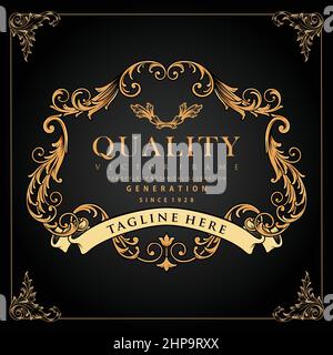 Cadre de luxe avec décoration florale classique illustrations vectorielles pour votre travail logo, t-shirt de mascotte, autocollants et étiquettes Illustration de Vecteur