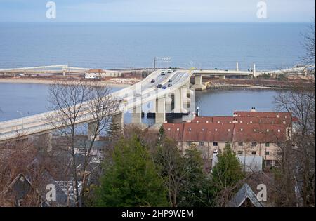 Pont sur la route 36, New Jersey, reliant les Highlands de l'Atlantique avec Sandy Hook et Sea Bright au New Jersey, USA -07 Banque D'Images