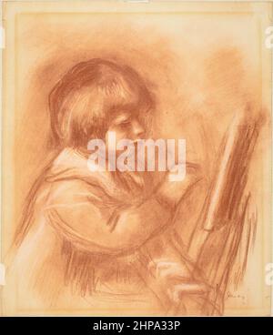 Titre: Le fils de l'artiste Claude ou Coco Créateur: Pierre Auguste Renoir Date: c. 1906 Dimensions: 31,5 x 27,1 cm moyenne: Craie rouge et blanche sur papier mis en place emplacement: Galerie nationale d'art Banque D'Images