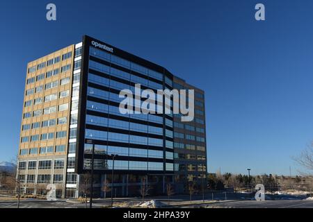 BROOMFIELD, CO, États-Unis - 19 février 2022 : bureaux de Broomfield d'OpenText, une société de logiciels de gestion de l'information d'entreprise dont le siège social est situé en Ontario, C Banque D'Images