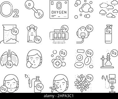 Oxygen O2 Chemical Collection Icons Set Vector . Illustration de Vecteur