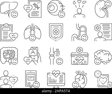 Don d'organes Collection médicale icônes ensemble vecteur . Illustration de Vecteur