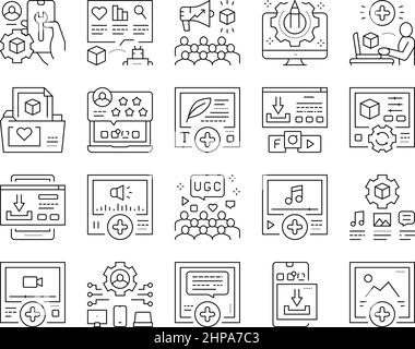 Les icônes de collection de contenu générées par l'utilisateur définissent le vecteur . Illustration de Vecteur