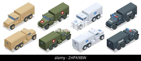 Isométriques résistantes aux mines, protégées par Ambush. Véhicules militaires tactiques légers des États-Unis produits dans le cadre du PRAP. Conçu pour résister Illustration de Vecteur