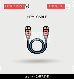 Icône de vecteur simple de câble HDMI. Illustration de Vecteur