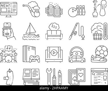 Hommes Loisirs Time Collection Icons Set Vector . Illustration de Vecteur