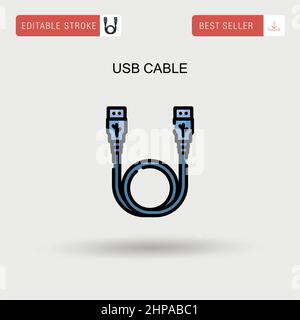 Icône de vecteur simple de câble USB. Illustration de Vecteur