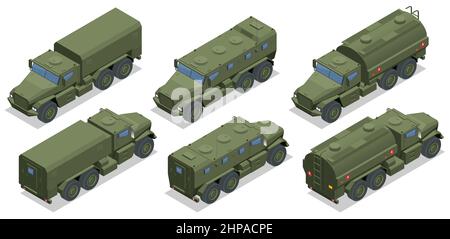 Isométriques résistantes aux mines, protégées par Ambush. Véhicules militaires tactiques légers des États-Unis produits dans le cadre du PRAP. Conçu pour résister Illustration de Vecteur