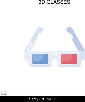 3D lunettes icône vecteur simple.Modèle de conception de symbole d'illustration pour élément d'interface utilisateur Web mobile. Illustration de Vecteur