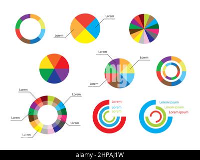 diagrammes ronds en couleur - ensemble vectoriel d'infographies Illustration de Vecteur