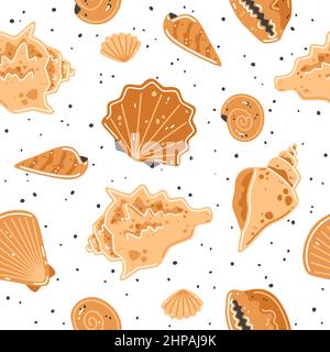 Motif sans couture avec coquillages jaunes. Illustration vectorielle plate Illustration de Vecteur