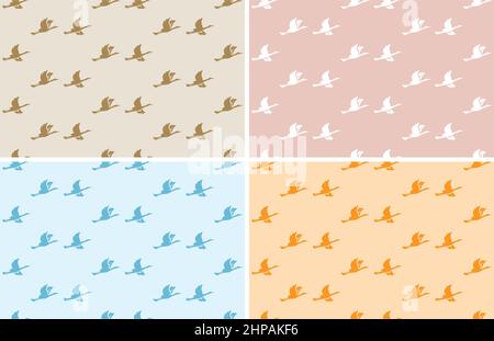 motifs de couleurs claires avec oiseaux - ensemble de vecteurs sans couture Illustration de Vecteur