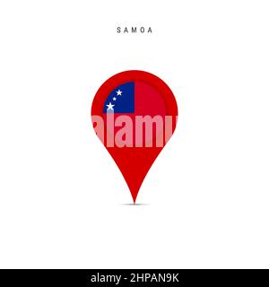 Marqueur cartographique à goutte d'eau avec drapeau des Samoa. Indicateur Samoan inséré dans la broche de la carte de localisation. Illustration vectorielle plate isolée sur fond blanc. Illustration de Vecteur