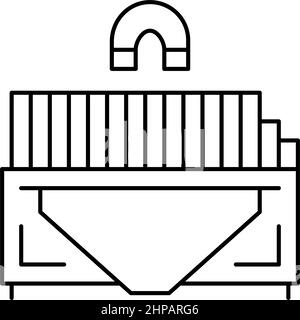 illustration vectorielle de l'icône de la ligne de la machine à déchets en métal de tri Illustration de Vecteur