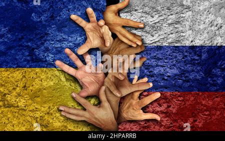 La crise de la paix russe et ukrainienne comme un conflit géopolitique le conflit entre l'Ukraine et la Russie comme un concept de sécurité européen dû à des questions politiques. Banque D'Images