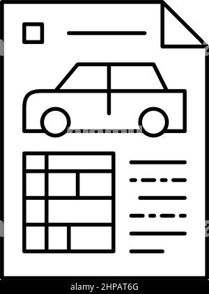 illustration vectorielle de l'icône de la ligne de liste papier des caractéristiques de la voiture Illustration de Vecteur