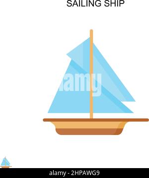 Icône de vecteur simple du navire à voile. Modèle de conception de symbole d'illustration pour élément d'interface utilisateur Web mobile. Illustration de Vecteur