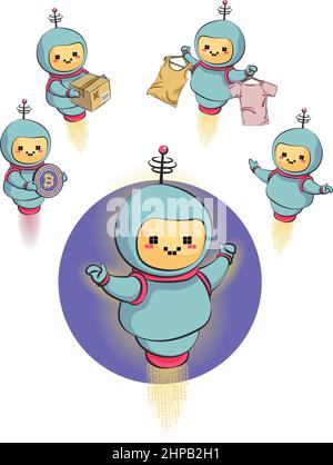 Jeu d'icônes de robot de chat de métaphore. Ingénierie de l'information, intelligence artificielle, applications de chatbot. Service à la clientèle et traitement du langage NLP. VEC Illustration de Vecteur