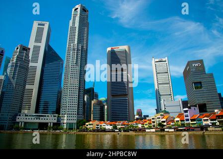 Singapour City, Singapour - 12 avril 2019 : les gratte-ciel de la ville de Singapour à Marina Bay Banque D'Images