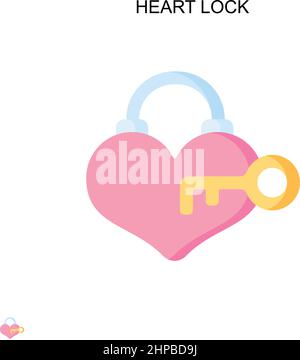 Icône de vecteur simple de verrouillage du cœur. Modèle de conception de symbole d'illustration pour élément d'interface utilisateur Web mobile. Illustration de Vecteur