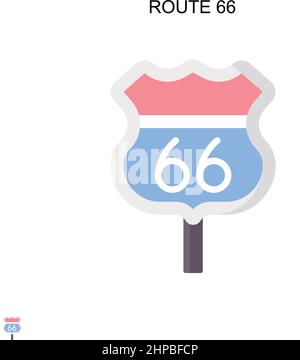 Icône de vecteur simple route 66. Modèle de conception de symbole d'illustration pour élément d'interface utilisateur Web mobile. Illustration de Vecteur