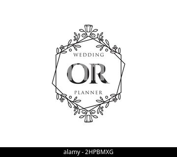 OU lettre initiale mariage monogramme collection logos, dessin à la main moderne minimaliste et modèles floraux pour cartes d'invitation, Enregistrer la date, élégant Illustration de Vecteur