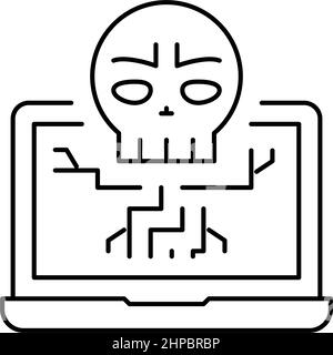 illustration vectorielle de l'icône de la ligne du programme de mort de l'ordinateur Illustration de Vecteur