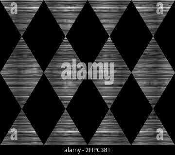 Arrière-plan de motif géométrique sans couture Rhombus noir et argent abstrait Banque D'Images