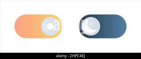 Commutateur de mode jour de nuit. Concept d'application mobile ou de site Web. Bouton d'activation et de désactivation du gradient. Illustration vectorielle. Illustration de Vecteur