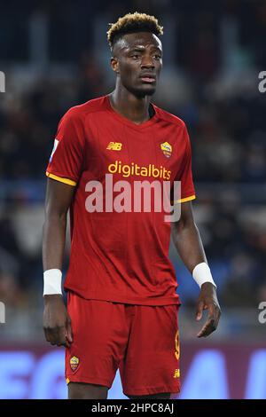 Tammy Abraham d'AS Roma pendant le football série A match, Stadio Olimpico, AS Roma contre Vérone, 19th février 2022 Photographer01 Banque D'Images