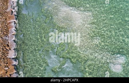 Motifs uniques de la mer Morte, Israël. Photographie aérienne Banque D'Images