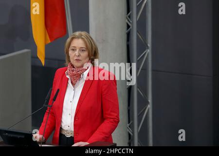 Berlin, Allemagne, 13 février 2022. Bärbel Bas, président du Bundestag allemand et donc n° 2 dans le classement du protocole allemand. Banque D'Images