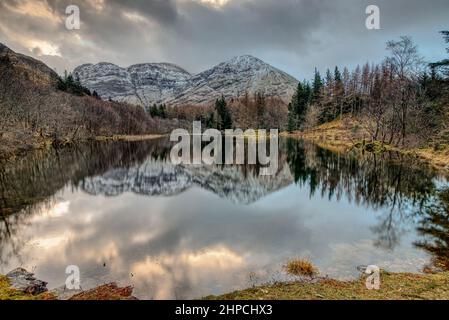 Torren Lochan lors d'une journée d'hiver à Glencoe Banque D'Images