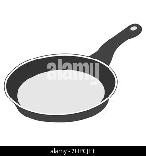 Poêle isolée sur fond blanc. Poêle à frire. Symbole de silhouette. Ustensiles de cuisine pour la cuisine, icône. Illustration vectorielle Illustration de Vecteur