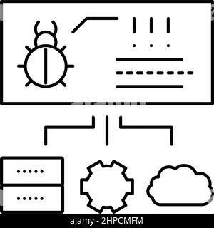 illustration du vecteur d'icône de la ligne des composants de serveur, de cloud et d'ordinateur Illustration de Vecteur