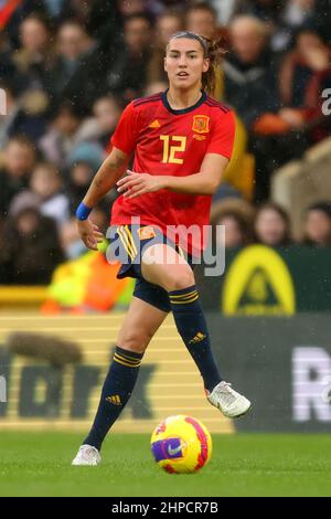 Norforlk, Angleterre; 20th février 2022 ; Carrow Road, Norwich, Norforlk, Angleterre; Arnold Clark Womens International football Angleterre / Espagne: Patricia Guijarro d'Espagne Banque D'Images