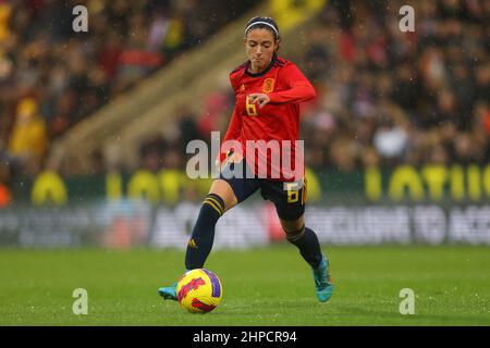 Norforlk, Angleterre; 20th février 2022 ; Carrow Road, Norwich, Norforlk, Angleterre; Arnold Clark Womens International football Angleterre / Espagne: Aitana Bonmati d'Espagne Banque D'Images