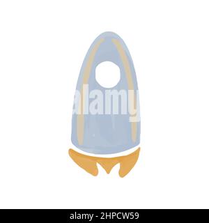 Objets spatiaux dessinés à la main avec des aquarelles dans le style boho. Illustration vectorielle. Roquette peinte avec des peintures pour le design des enfants. Illustration de Vecteur