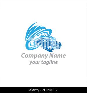 Logo de la mascotte de lavage de voiture esport gaming. Logo de la mascotte de voiture de course illustration.EPS 10 Illustration de Vecteur
