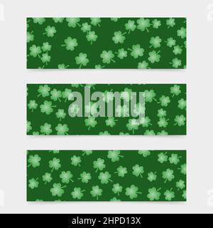 Fond vectoriel de shamrock vert. Ensemble de 3 bannières pour la Saint-Patrick. Modèle parfait pour le site Web, les médias sociaux, etc Illustration de Vecteur