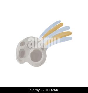 Objets spatiaux dessinés à la main avec des aquarelles dans le style boho. Illustration vectorielle. Comet peint avec des peintures pour le design des enfants. Illustration de Vecteur