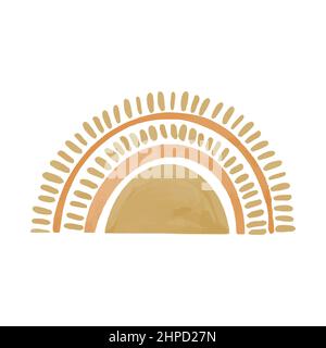 Objets spatiaux dessinés à la main avec des aquarelles dans le style boho. Illustration vectorielle. Peint au soleil avec des peintures pour le design des enfants. Illustration de Vecteur