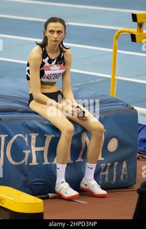 Mariya Lasitskene participant au saut en hauteur féminin au Grand Prix intérieur Muller, World Indoor Tour Gold, Utilita Arena Birmingham, Royaume-Uni, samedi Banque D'Images