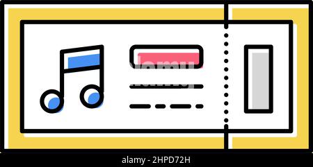 billet sur l'illustration vectorielle de l'icône en couleur du festival de musique Illustration de Vecteur