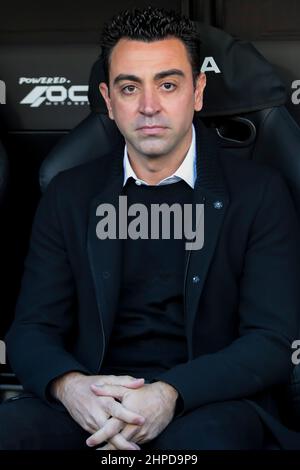 Xavi Hernandez, directeur du FC Barcelone, avant le match de la Liga entre Valencia CF et FC Barcelone au stade Mestalla le 20 février 2022. (Photo de Jose Miguel Fernandez) Banque D'Images