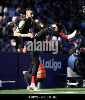 Sabadell, Barcelone, Espagne. 20th févr. 2022. Barcelone Espagne 20.02.2022 Youssef en Nesyri (Sevilla FC) regarde pendant la Liga Santander entre Espanyol et Sevilla FC au stade RCDE le 20 février 2022 à Barcelone. (Image de crédit : © Xavi Urgeles/ZUMA Press Wire) Banque D'Images